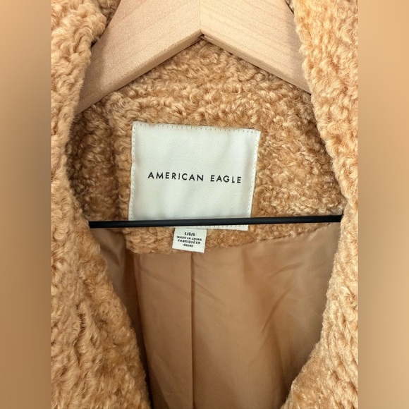 American Eagle Teddy Coat Women’s Brown Faux Fur Longline Jacket Size Large - Picture 7 of 10